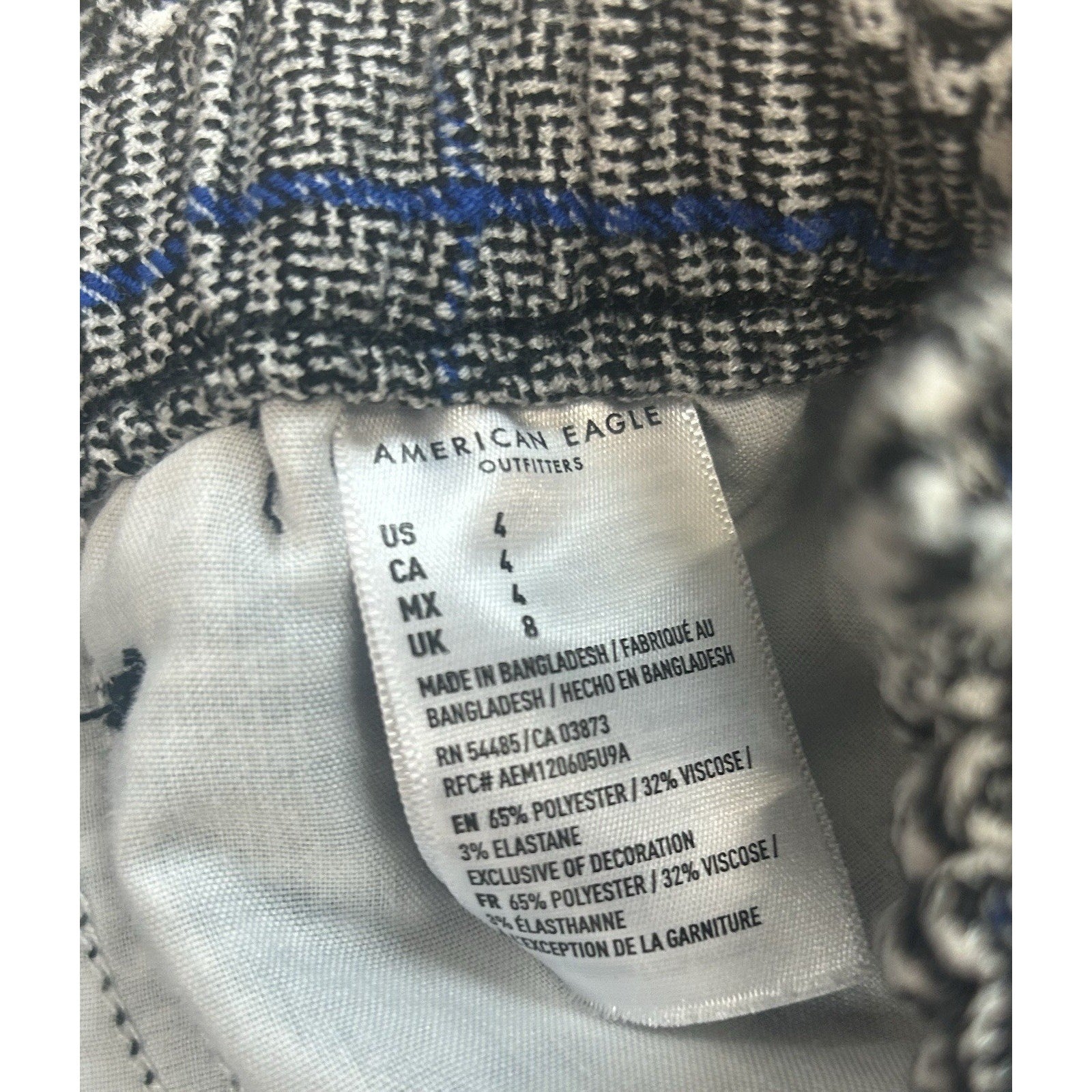 American Eagle High Rise Shorts Womens Size 4 Houndstooth Plaid Black White Blue
