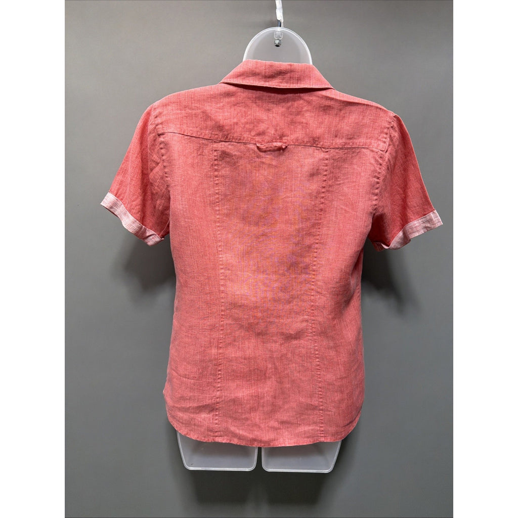 Tommy Bahama Womens 100% Linen Shirt Button Coral Beach Resort Wear Casual Small