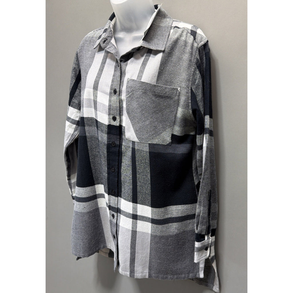 New WOMAN'S Small K.E.R.E.N HART Long Sleeve Button Up Flannel Shirt Pockets