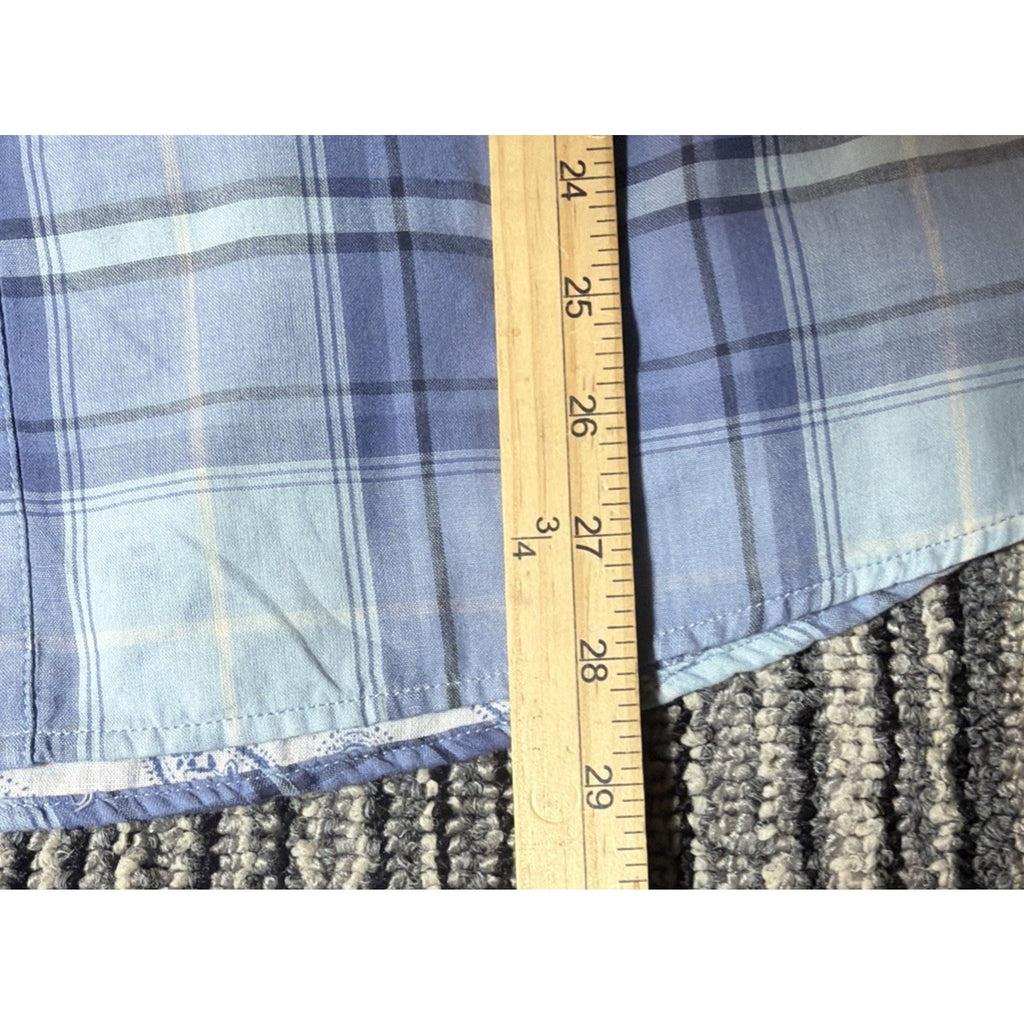 Style & Co Womens XXL Blue Plaid Pearl Snap Roll Tab Sleeves Western Shirt New