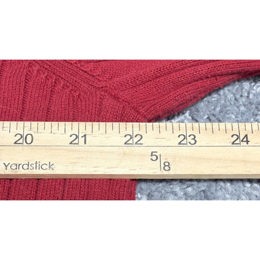 Eddie Bauer Womens Sweater XXL Red Mock Neck Cardigan Full Zip Ribbed Cotton