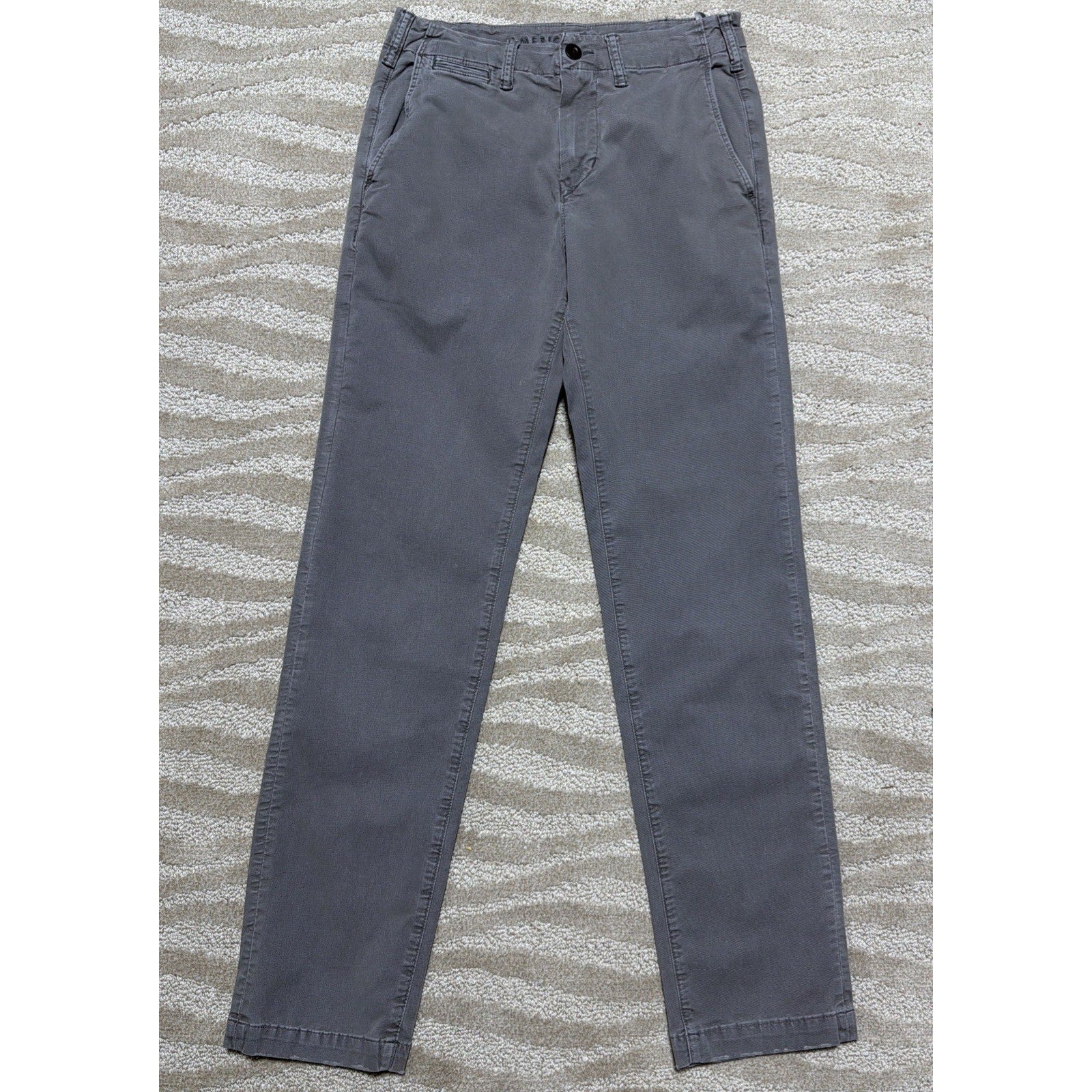 American Eagle Original Straight Lived In Khakis Gray Flex Chino Pants 28x34