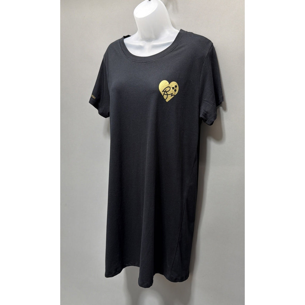 Bare Necessities Black and Gold Short Sleeve Tee Shirt Pajama Dress XL