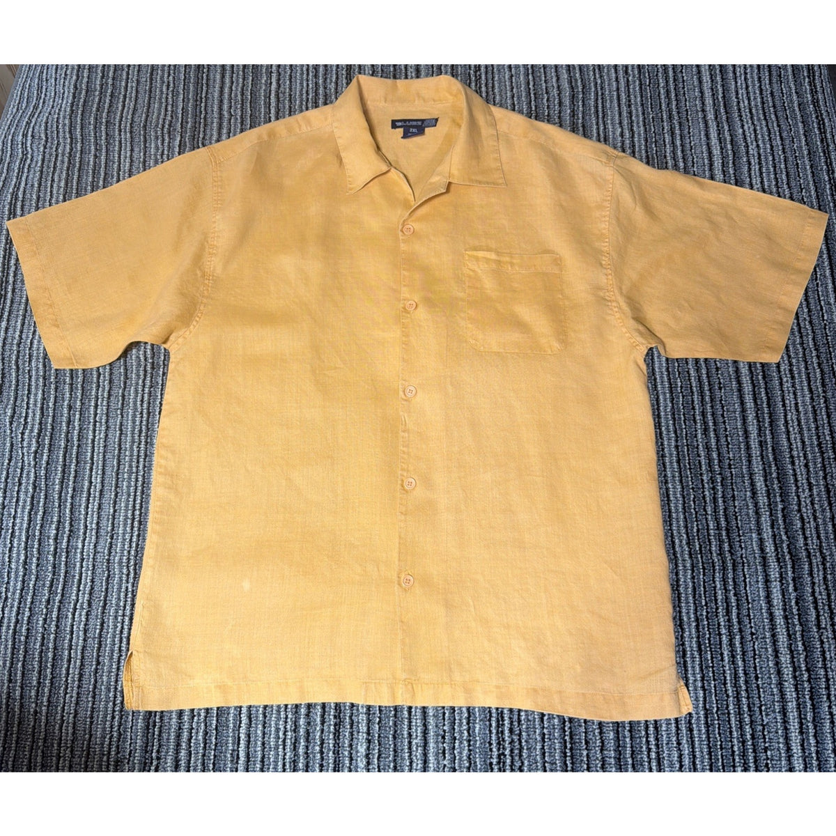 Vintage Bluez 100% Linen Button Up Camp Shirt Men's Size 2XL Beach Vaca Coastal