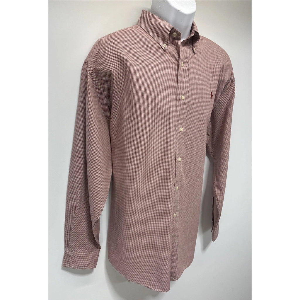 Polo Ralph Lauren Blaire Mens Red Check Long Sleeve Button Down Shirt Sz Large