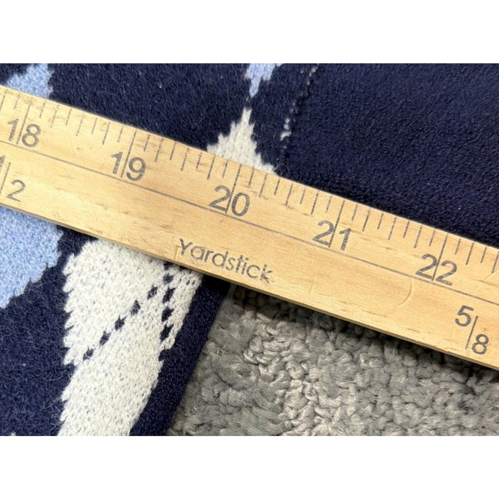 Witty Fox Blue & White Argyle V-Neck Buttoned Crop Cardigan Size Small