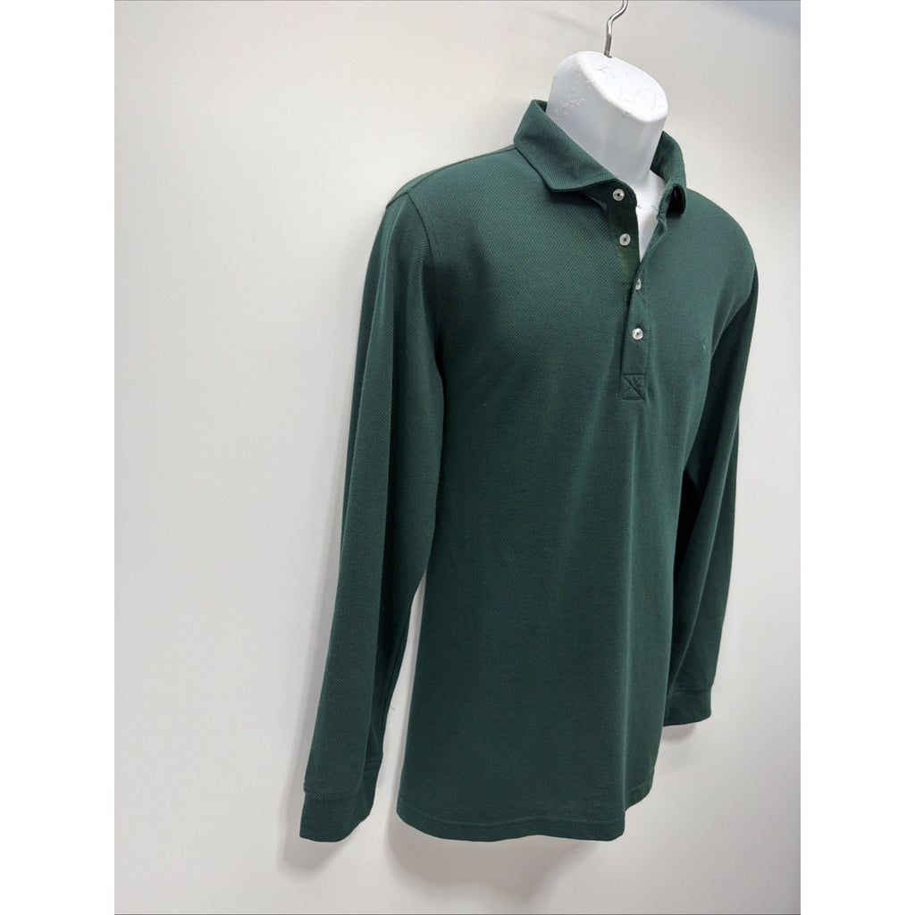 TailorByrd Men's Long Sleeve Twill Knit Polo shirt - Green XL