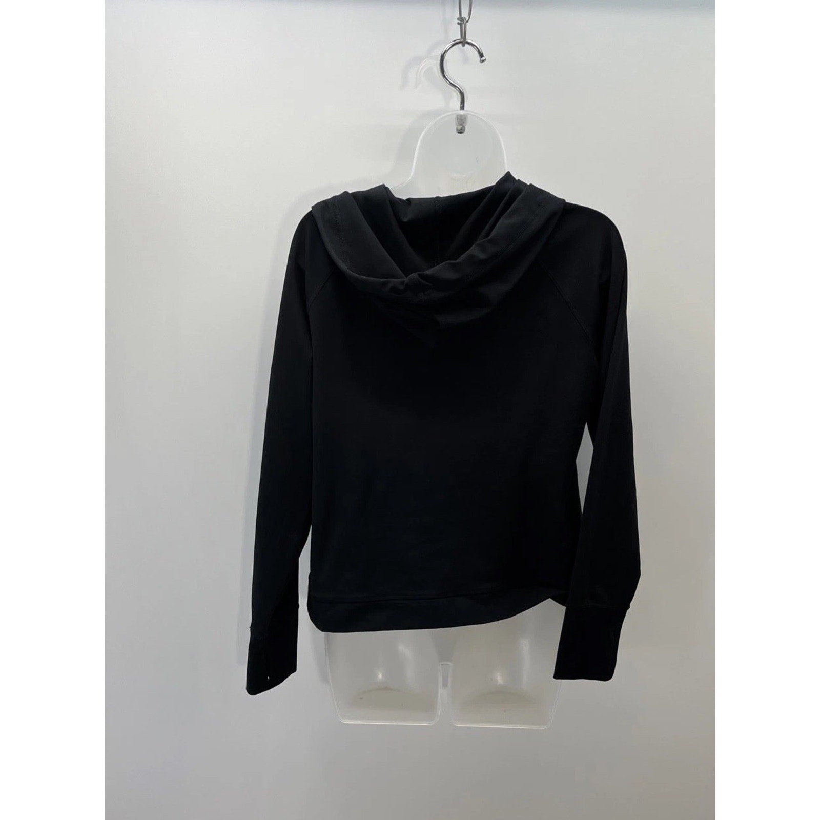 Calvin Klein Performance Black Thumb Hole Hooded Zip Pocket Jacket, Size Medium