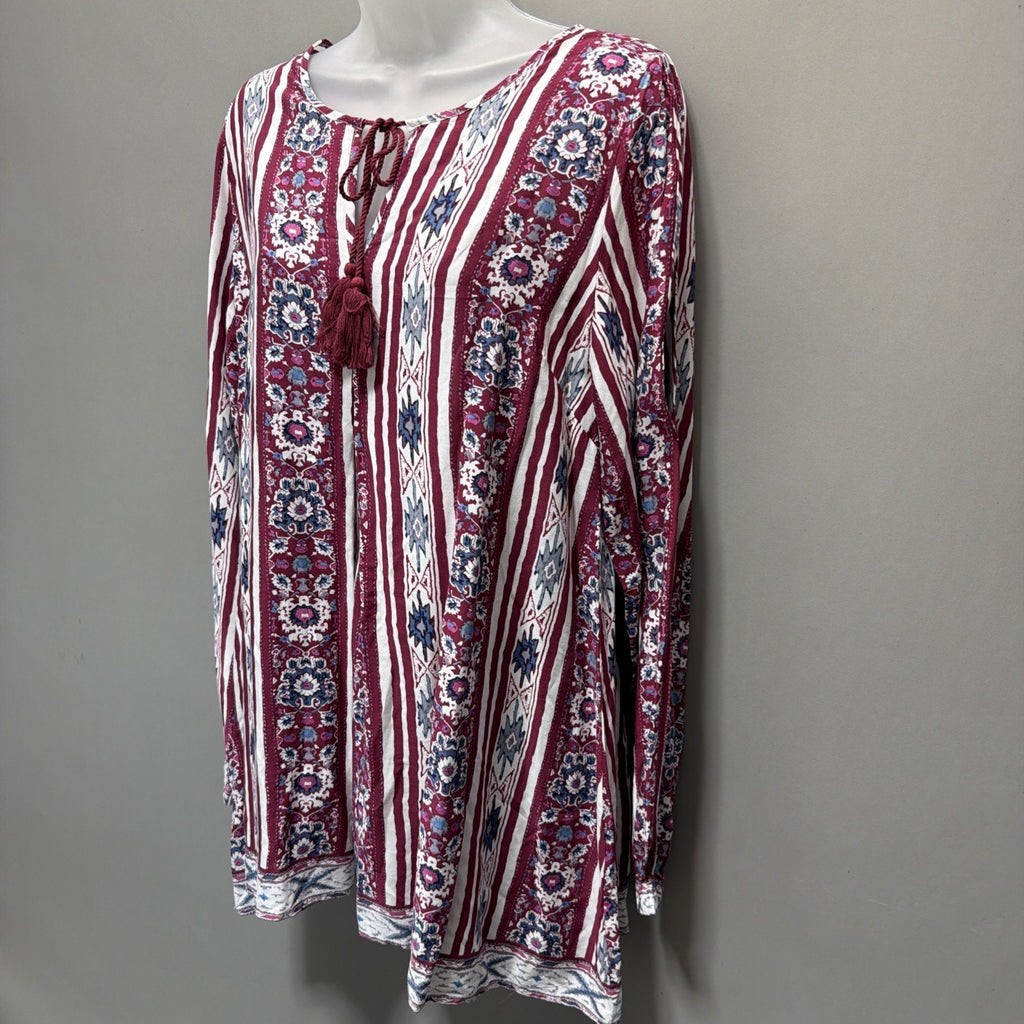 Simply Noelle Flowy Boho Dress S/M(8-10) Aztec Swim Cold Shoulder cover up