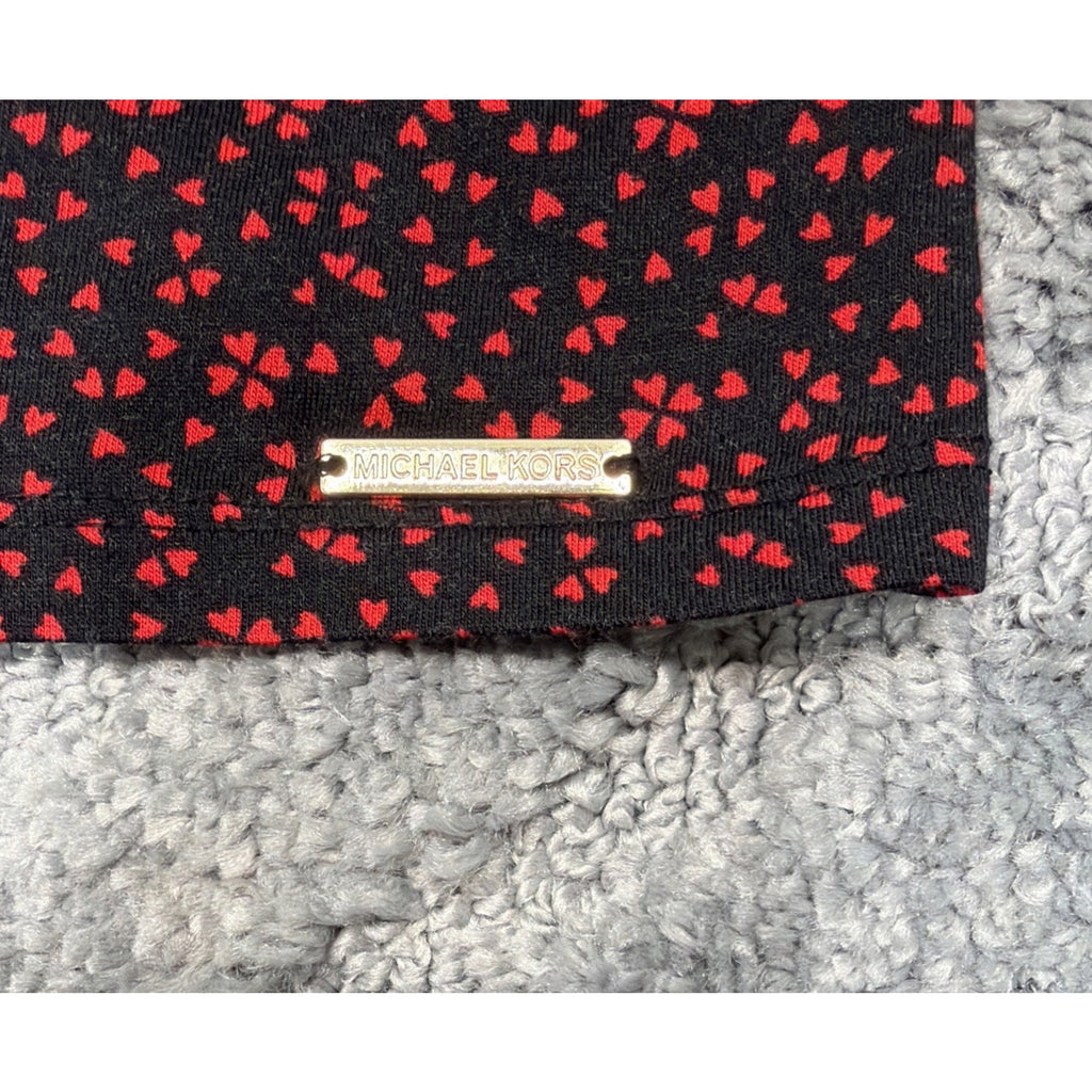 Michael Kors Hearts shirt S women's red black scoop neck Boho Peasant Blouse