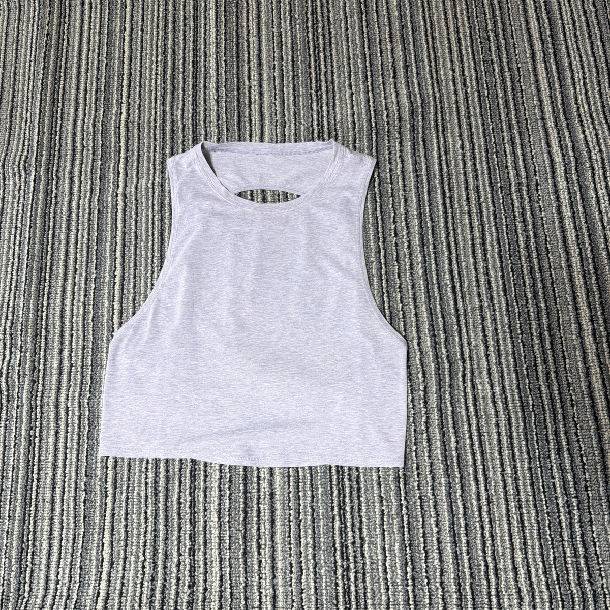 Lululemon Womens Lavender Heathered Crop Tank Top Back Cutout Muscle Yoga