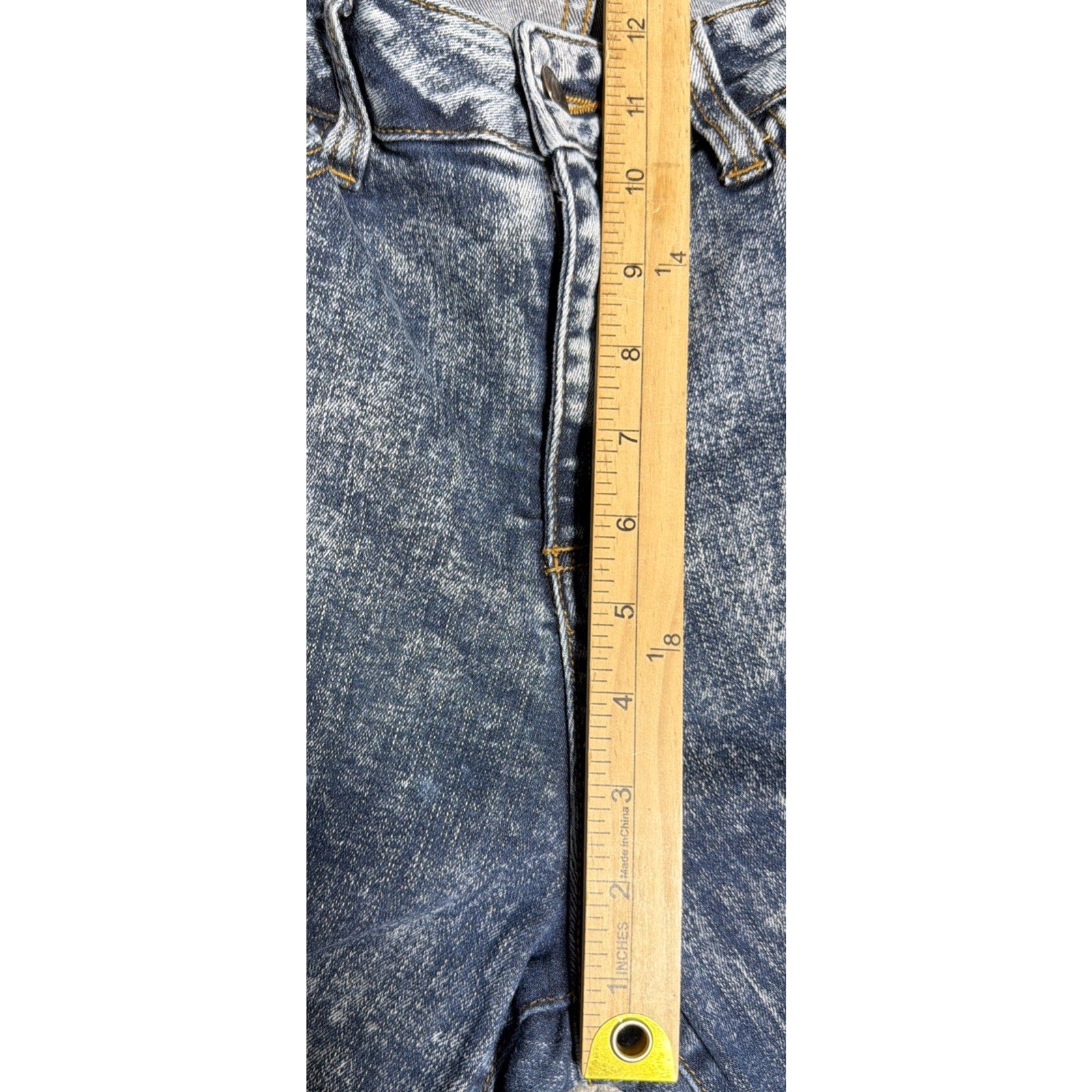 Cello Jeans Size 16 Blue Acid Wash Denim Distressed Skinny High Rise Jeans 33x31