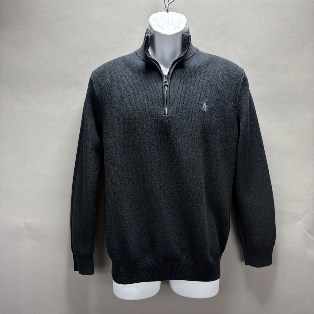 Ralph Lauren Polo Men’s Cotton Mesh Knit 1/4 Zip Sweater Black M