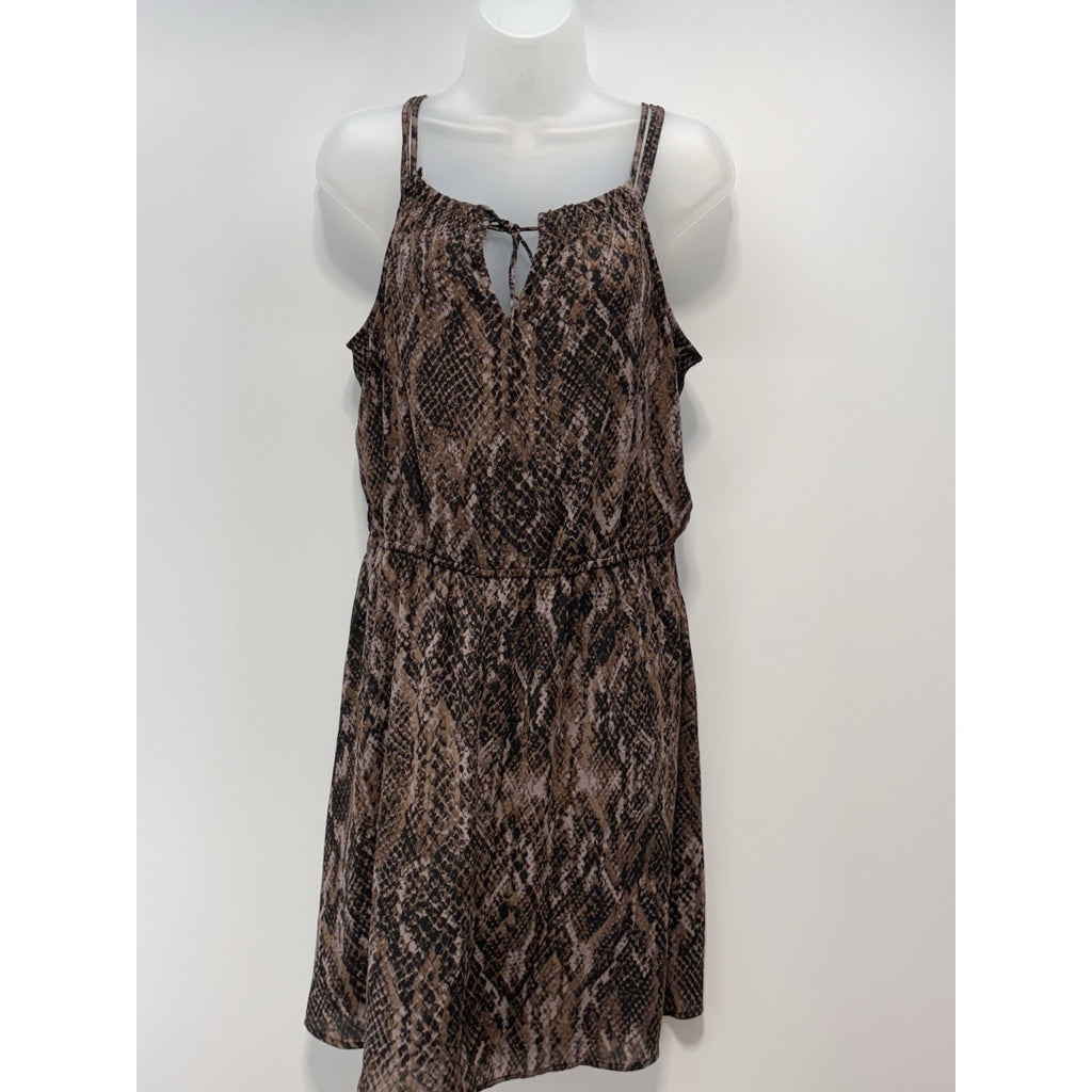 Maurices Snakeskin Elastic Waist Lined Dress Brown Women’s Size Medium NWT