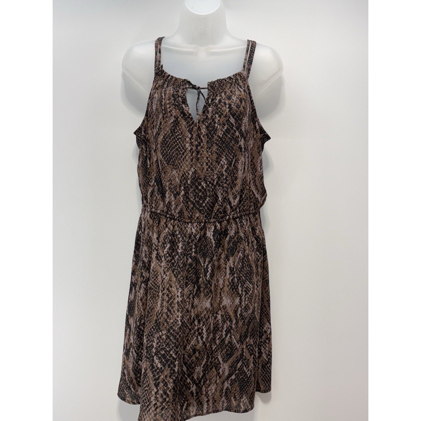 Maurices Snakeskin Elastic Waist Lined Dress Brown Women’s Size Medium NWT