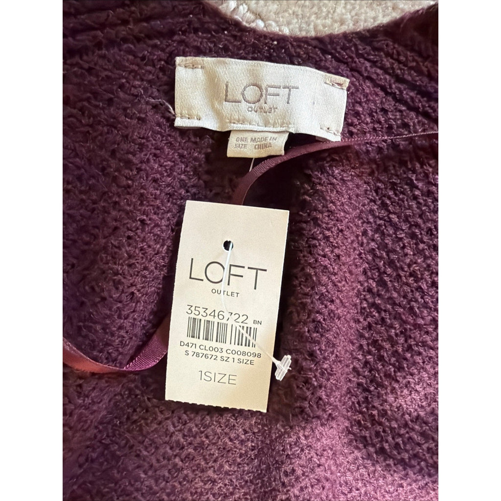 LOFT Waffle Knit Open Front Poncho cardigan Womens One Size cover-up NEW