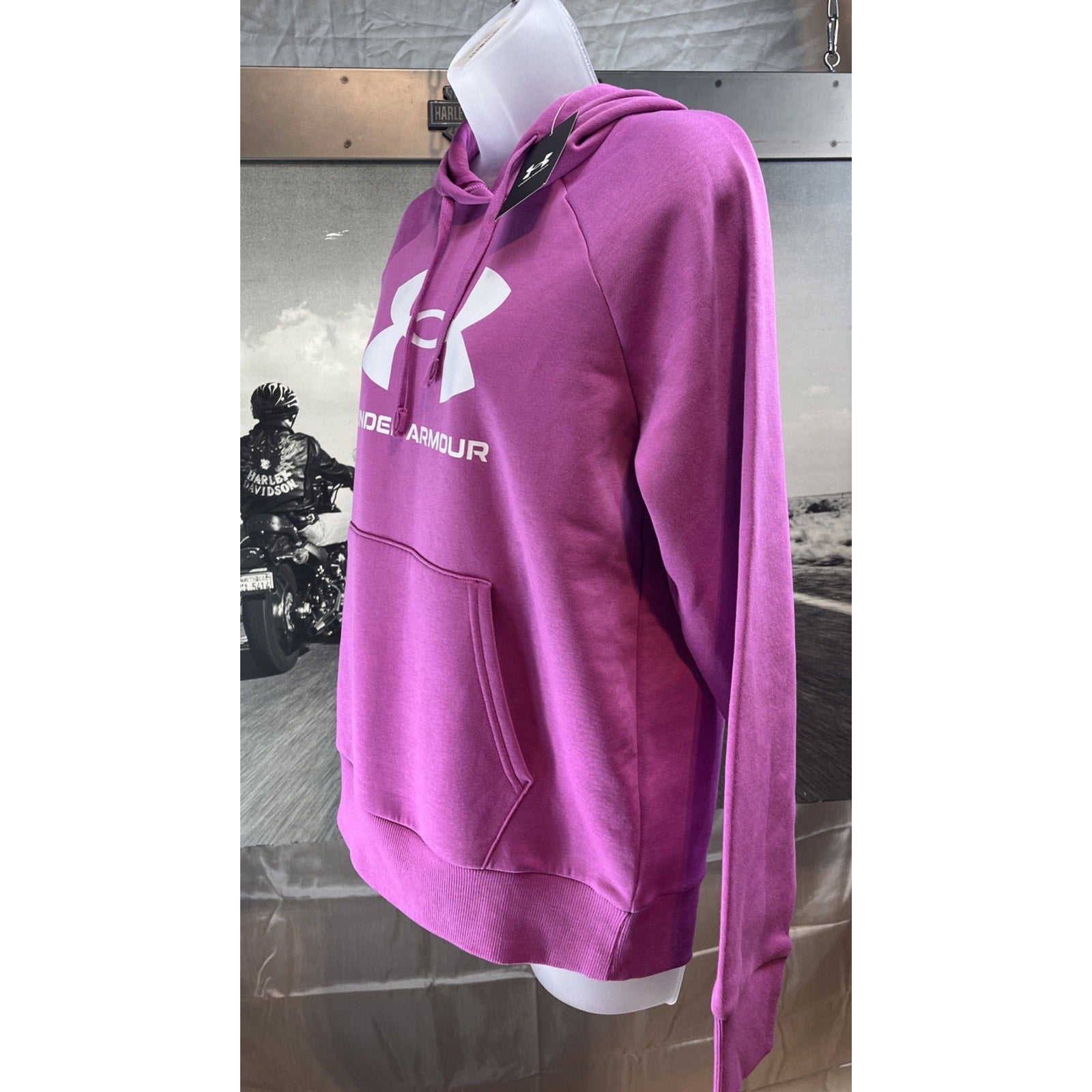 NWT Under Armour UA Rival Fleece Big Logo Pink Hoodie Size Small Active Fall