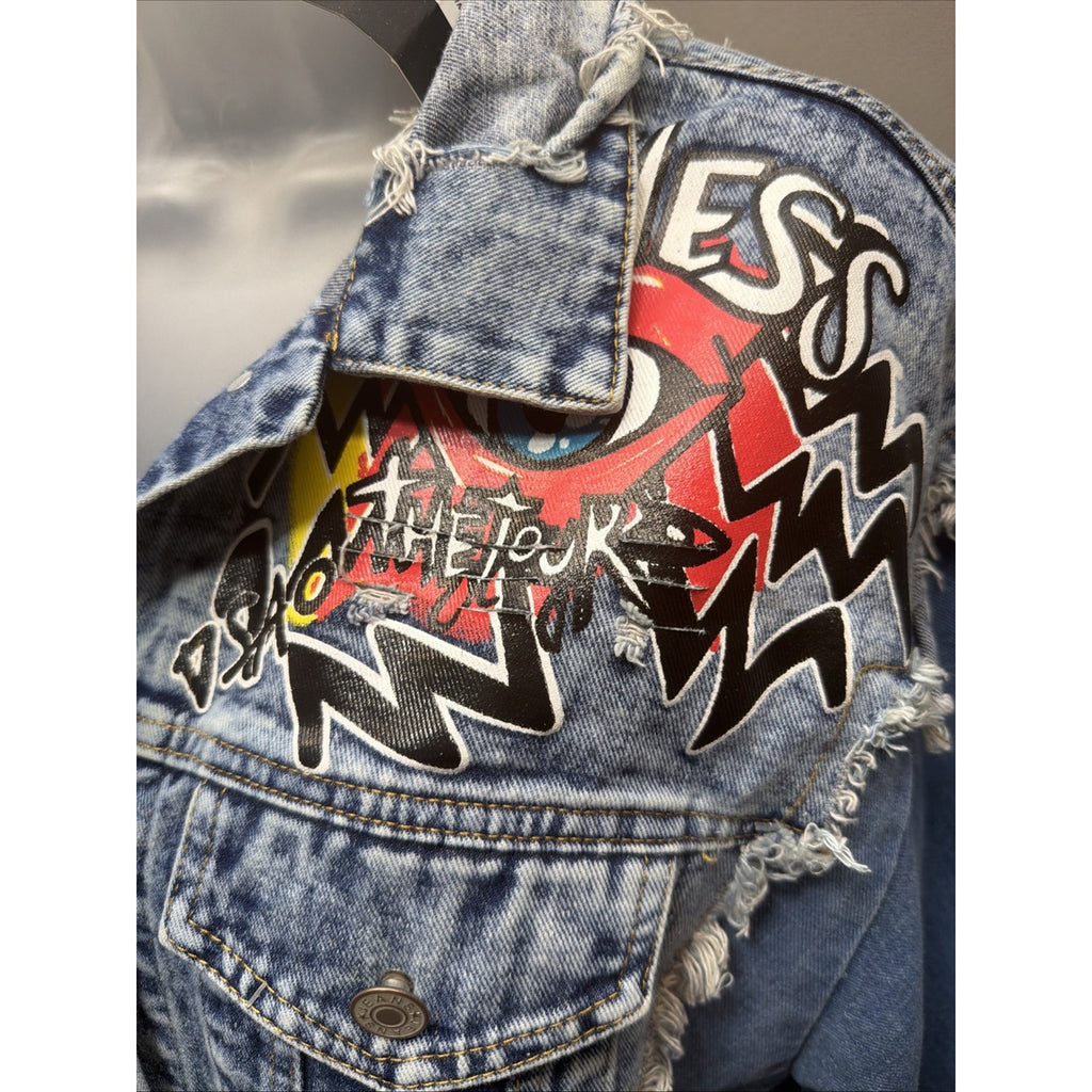 Hard Rock Cafe Bad Girl Vog Paris Catwoman Denim Jean 2 Tone Jacket L New