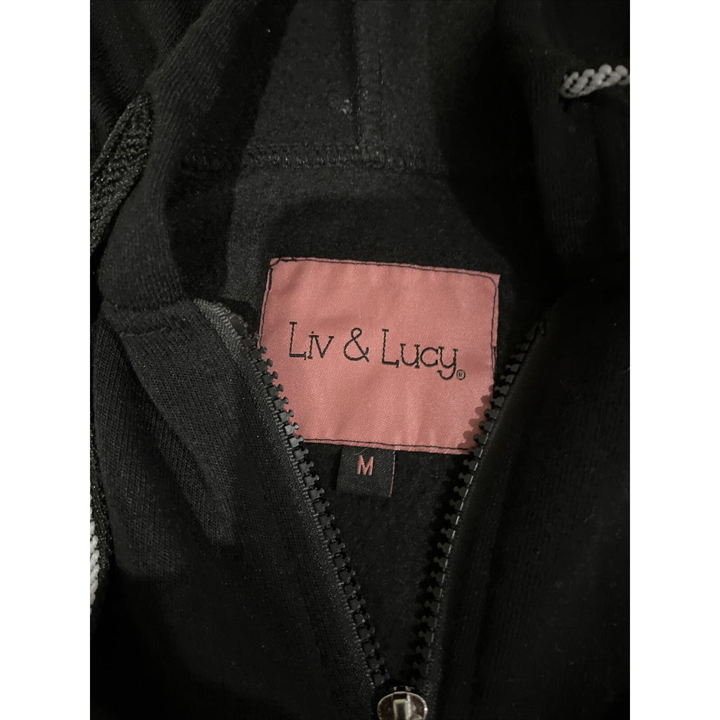 Liv & Lucy black zip-up hoodie, available in a women's size medium