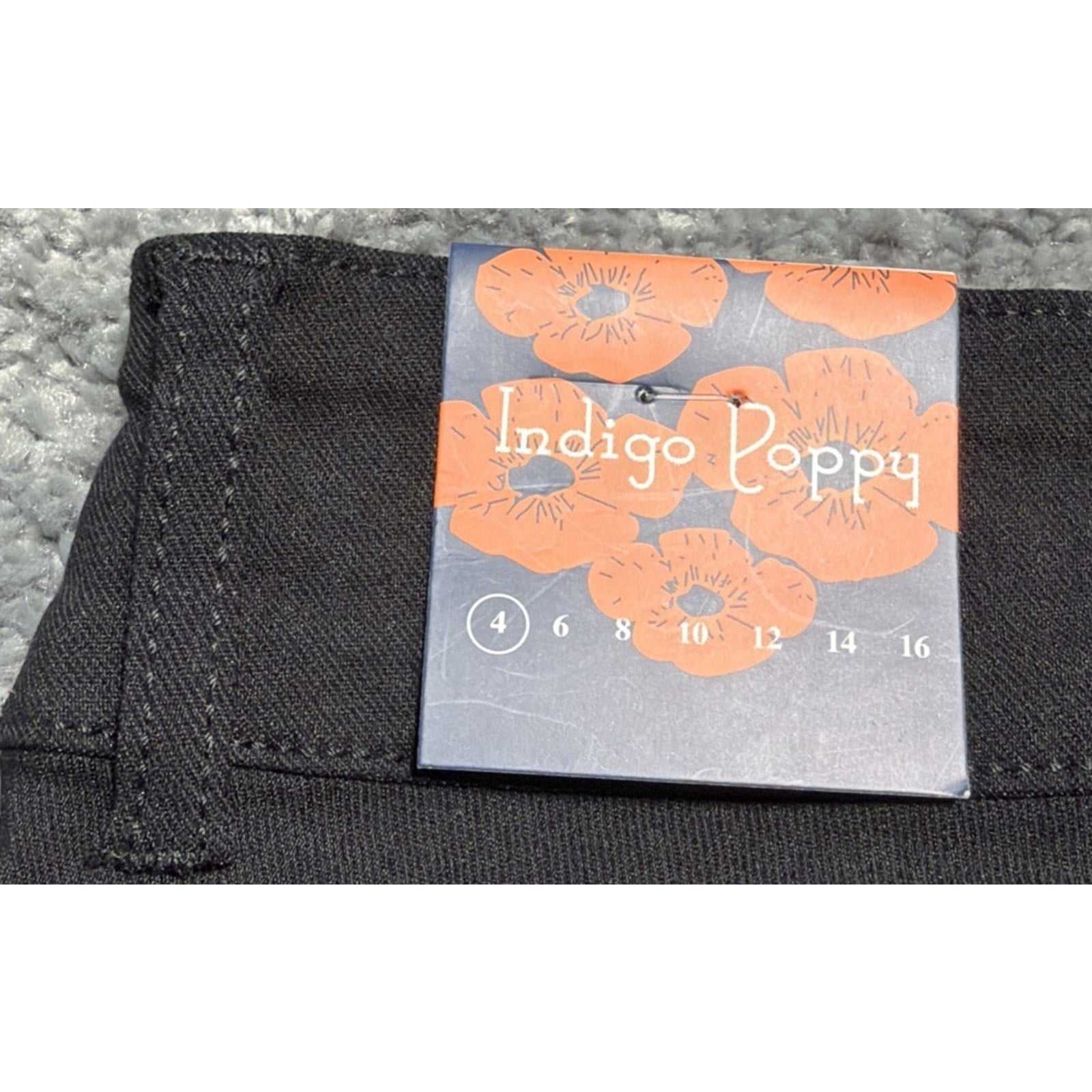 Indigo Poppy Size 4 Black Denim Tummy Control Capris Stretch