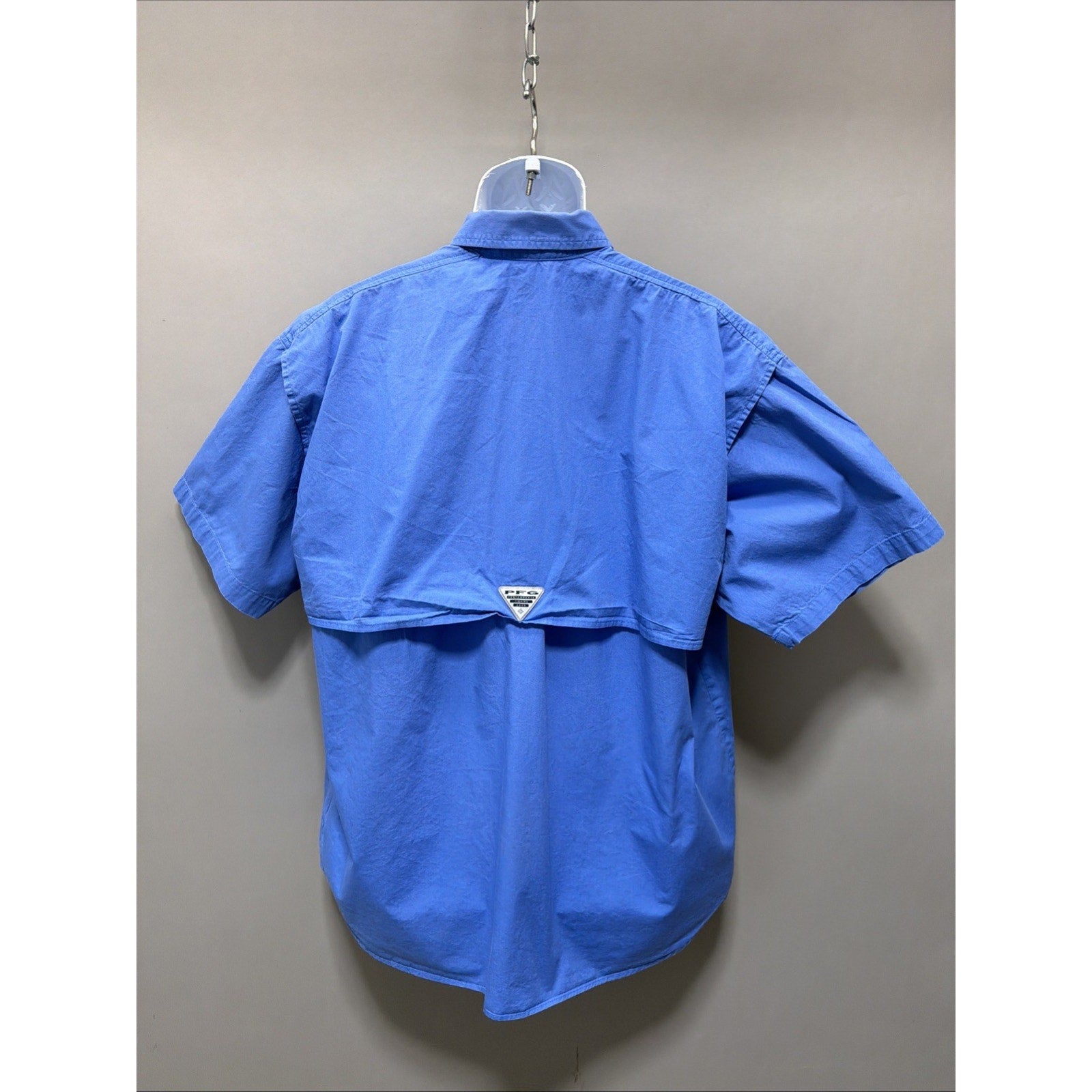 Columbia PFG Short Sleeve Caped Fishing Shirt Medium Royal Blue