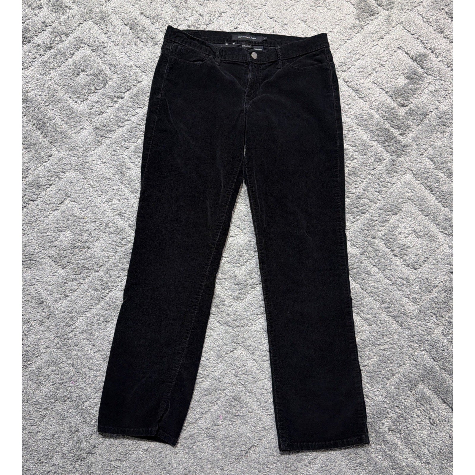 Calvin Klein Womens Corduroy Dress Pants Black Size 10 Straight Leg Trousers