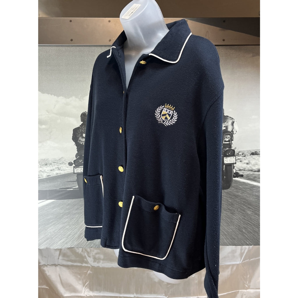 Planet And Co Navy Ladies Cardigan Sweater V Neck Button Front Long Sleeve Sz L