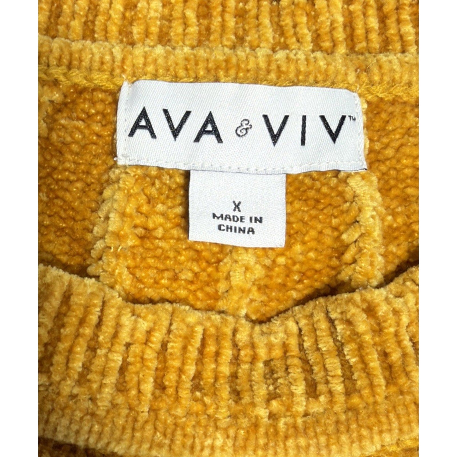 Ava Viv Sweatshirt Adult Yellow Crew Neck Polyester Soft Pullover Women’s X