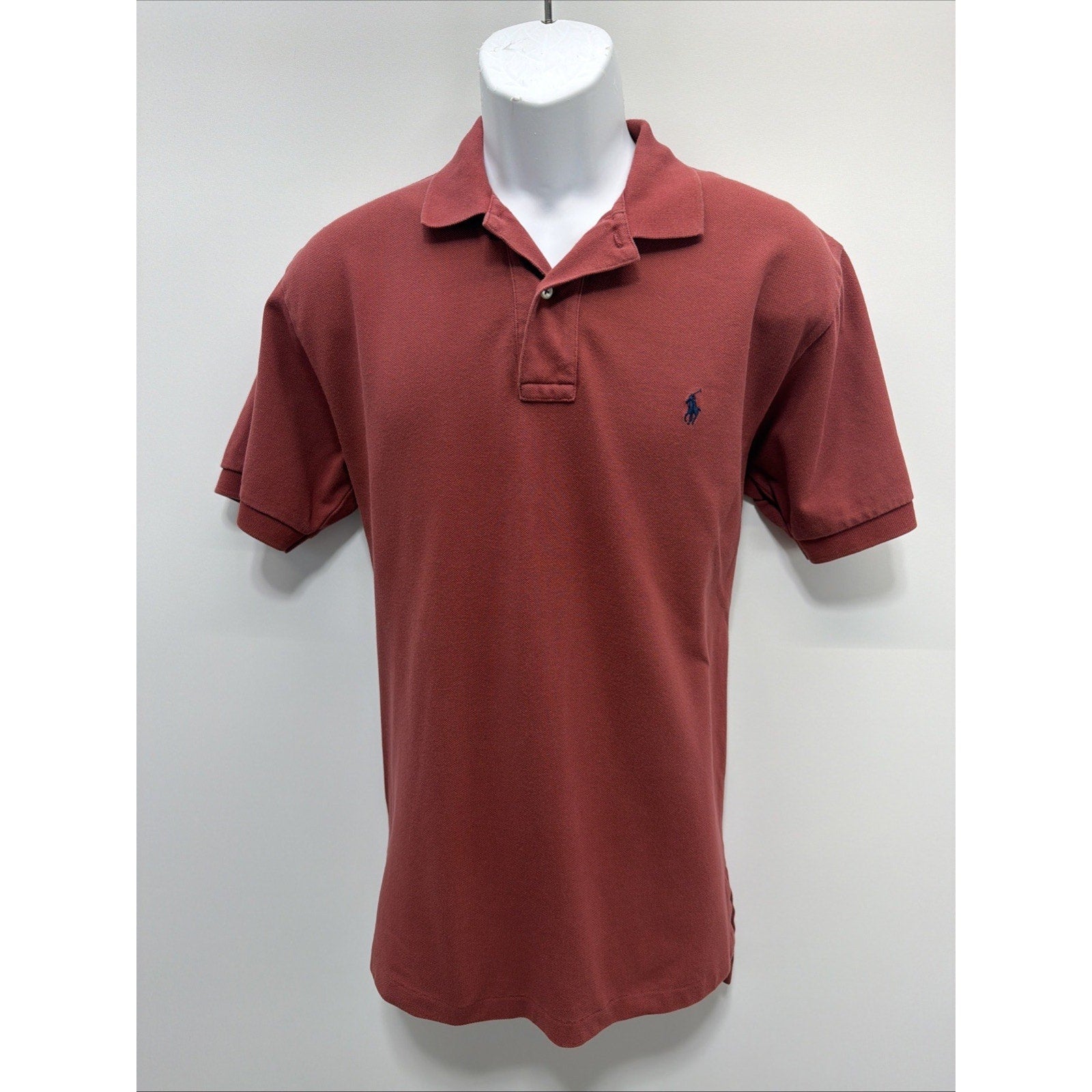 Vintage Polo Ralph Lauren Mens Size Medium M Red Cotton Blue Logo
