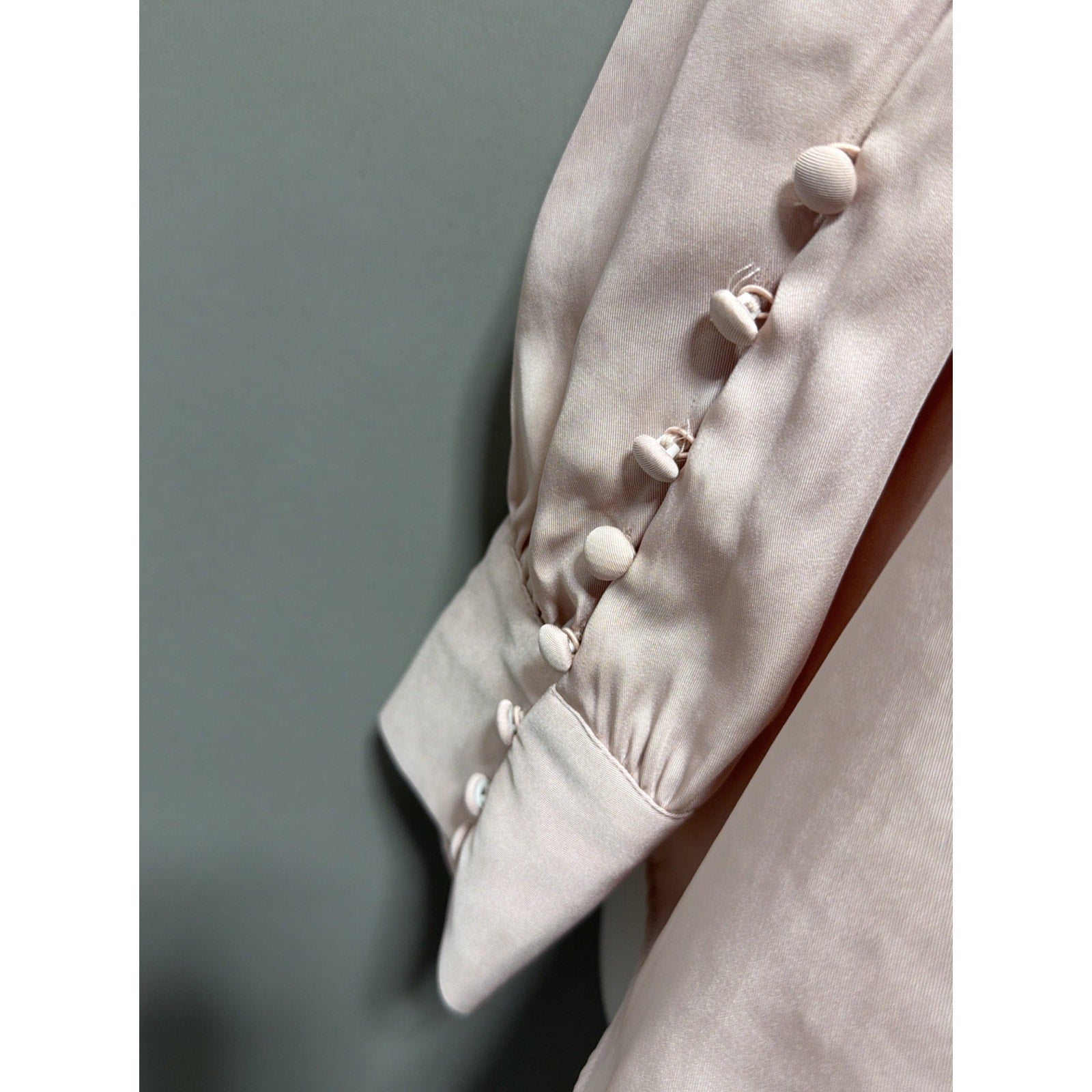 Express women sz M Semi Sheer Blouse Light Pink long sleeve top