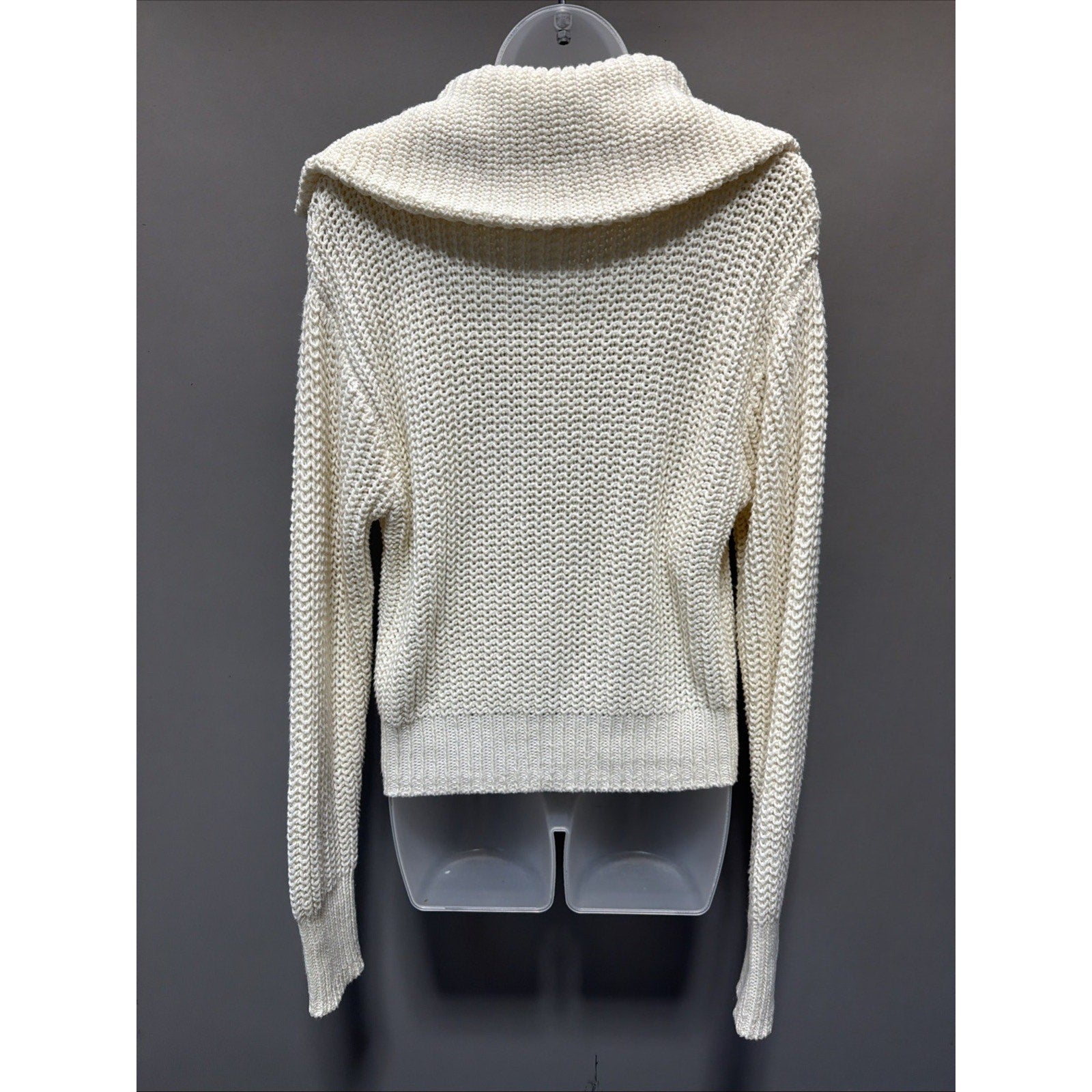 American Eagle Womens Ivory Knit Oversized Long Slv Sweater Cotton Acrylic XS