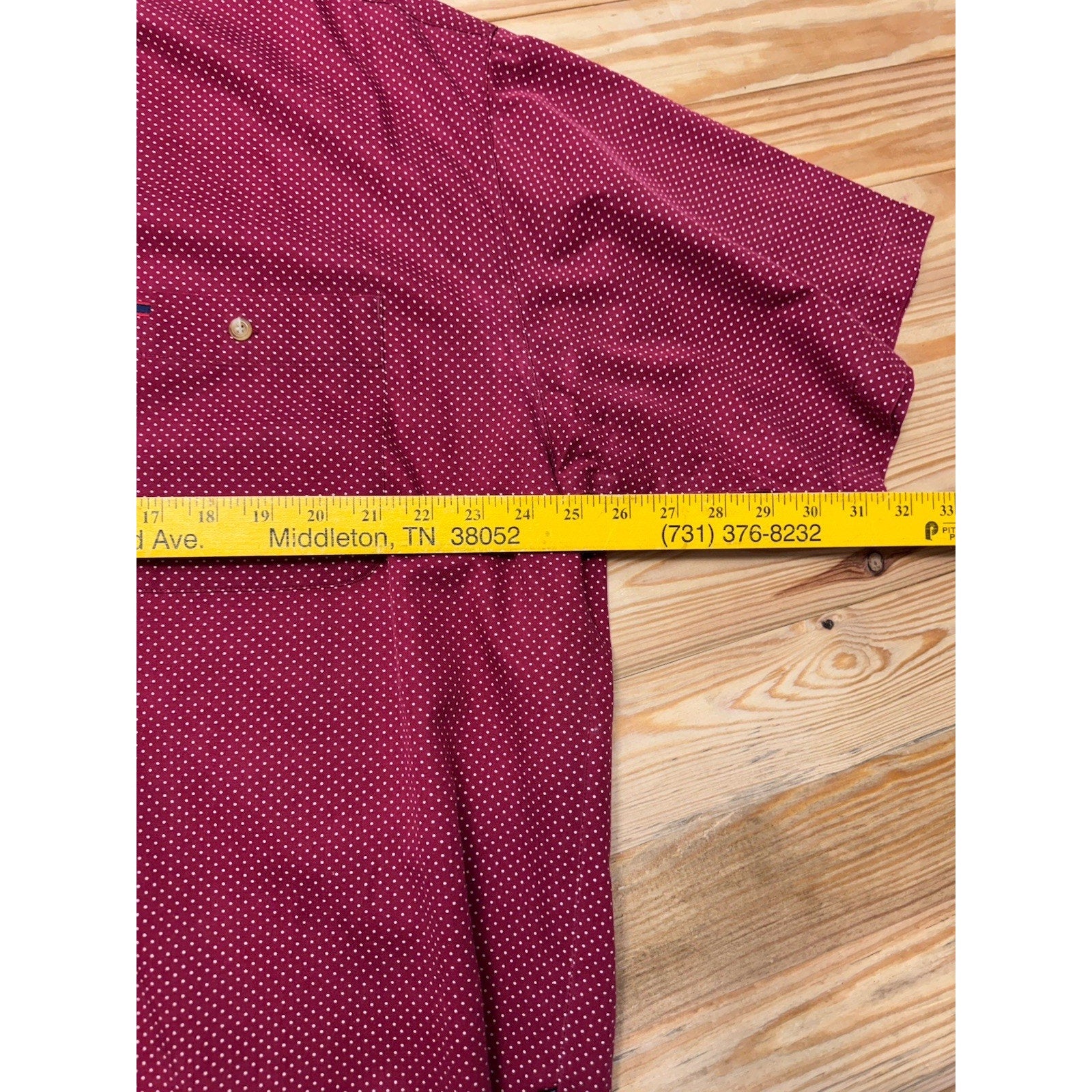 BB CLASSICS Men’s Shirt Sz XL Maroon Shortsleeve Polka Dot