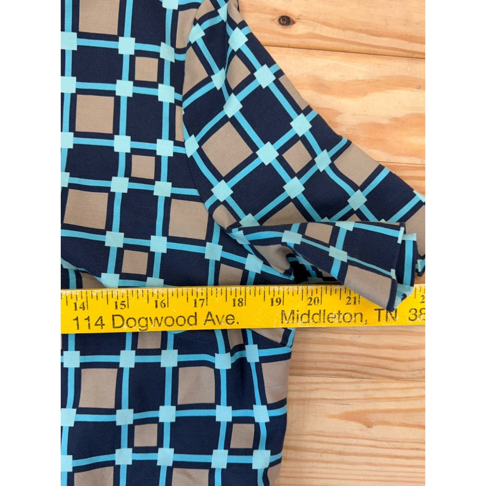 Michael Kors Geometric Black, Blue and Tan Short Sleeve Dress Size 12