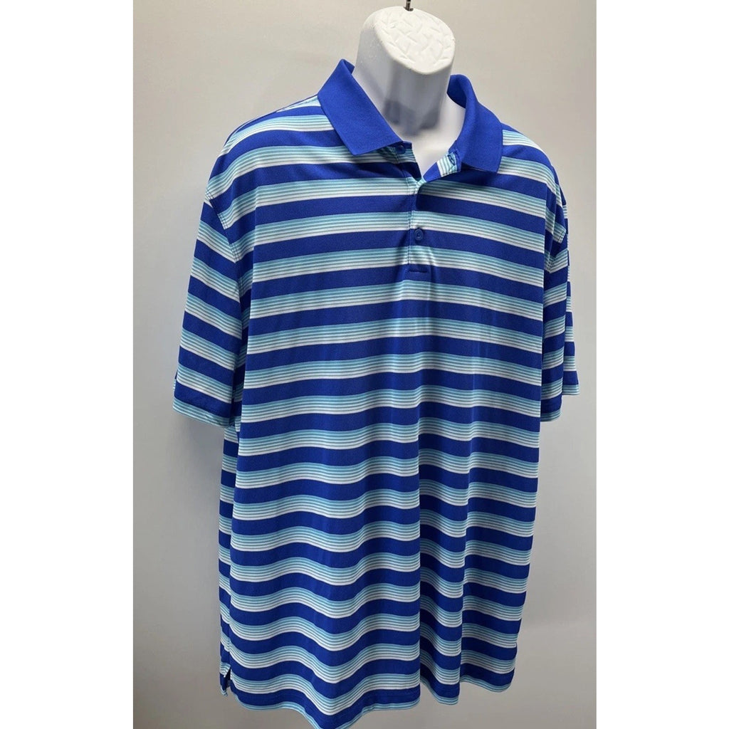 Nike Golf Tour Performance Dri Fit Men's Polo Shirt Blue Striped XXL Polyester
