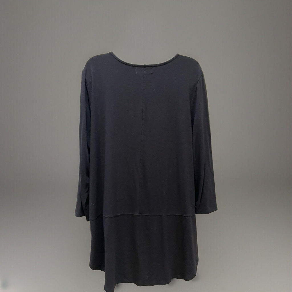 LIZ CLAIBORNE Studio Black Tunic Key Hole Neck Long Sleeve Dress Women's Size XL