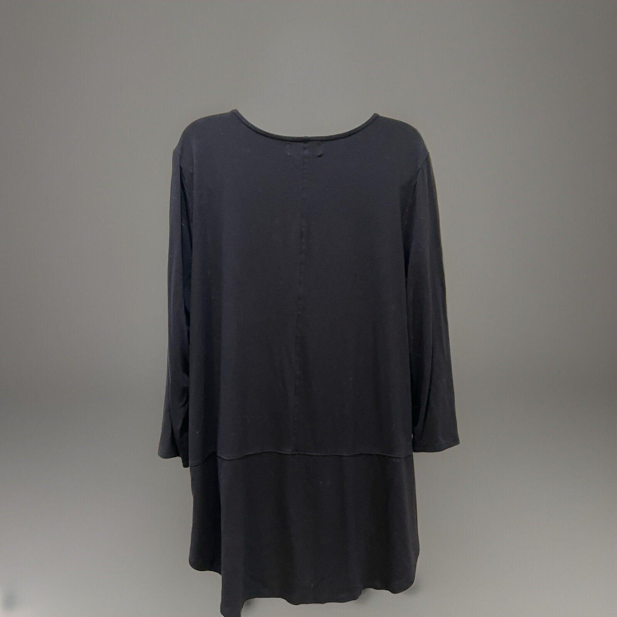 LIZ CLAIBORNE Studio Black Tunic Key Hole Neck Long Sleeve Dress Women's Size XL