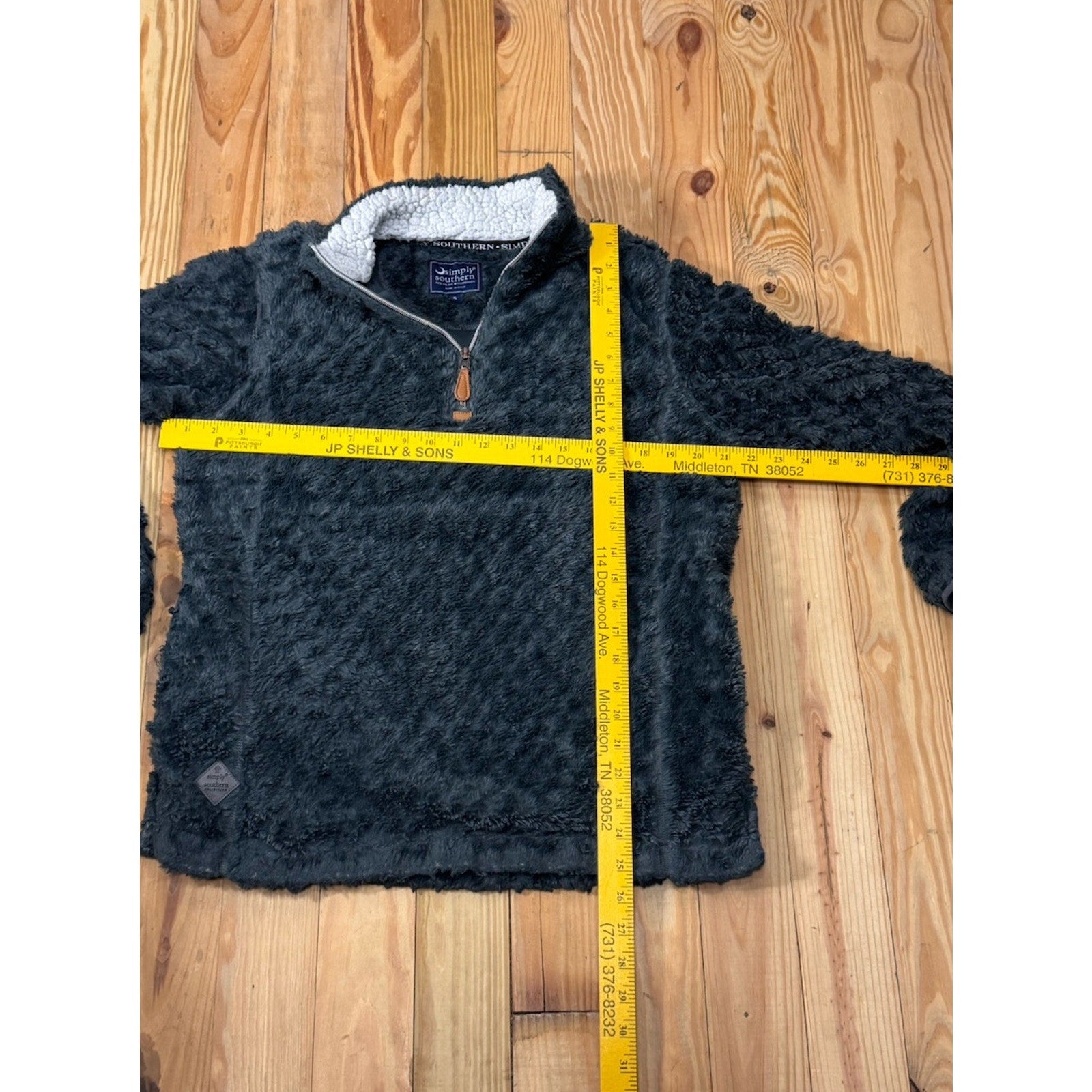 SIMPLY SOUTHERN Gray Blue Fleece Quilted look Fur 1/4 Zip Pullover Small