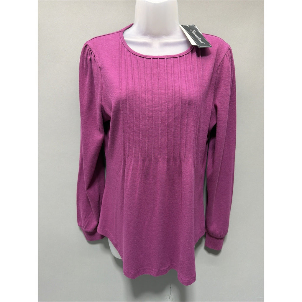 Fantaslook Womens Blouse Top Size M Long Sleeve Dressy Casual Pintuck Flowy New