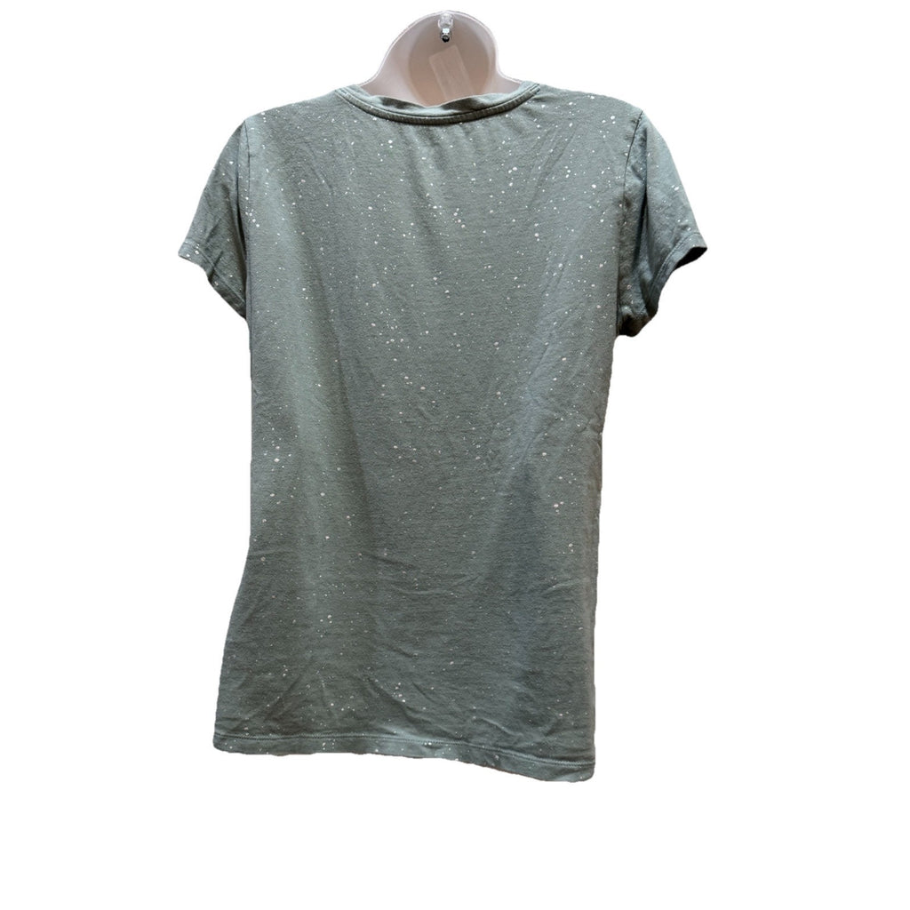 Gap T-Shirt Women’s Cactus Green Size Medium Glitter Silver Speck Design