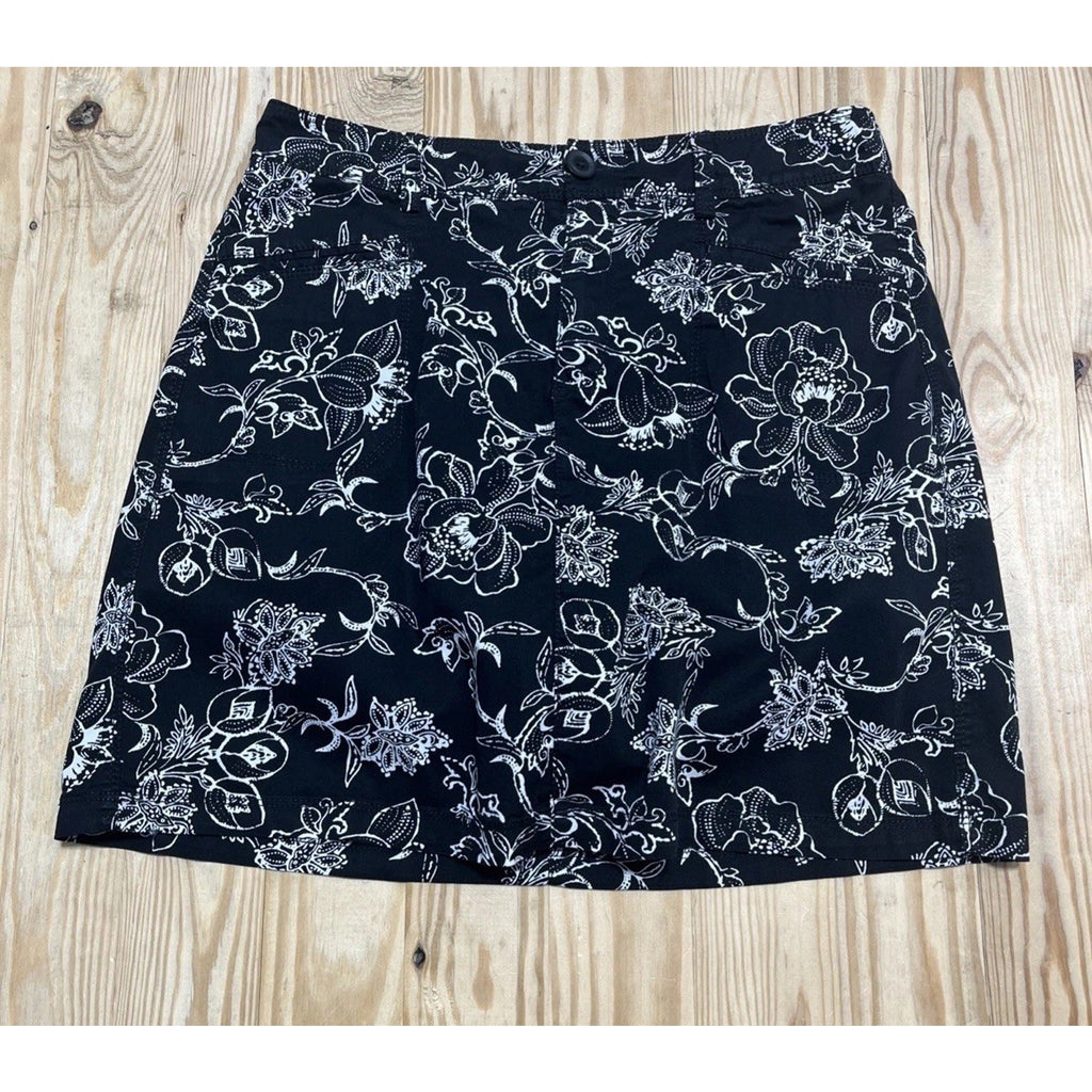 Skort Black White Flowers Shorts Skirt Combo Size 6 Croft & Barrow Women Floral