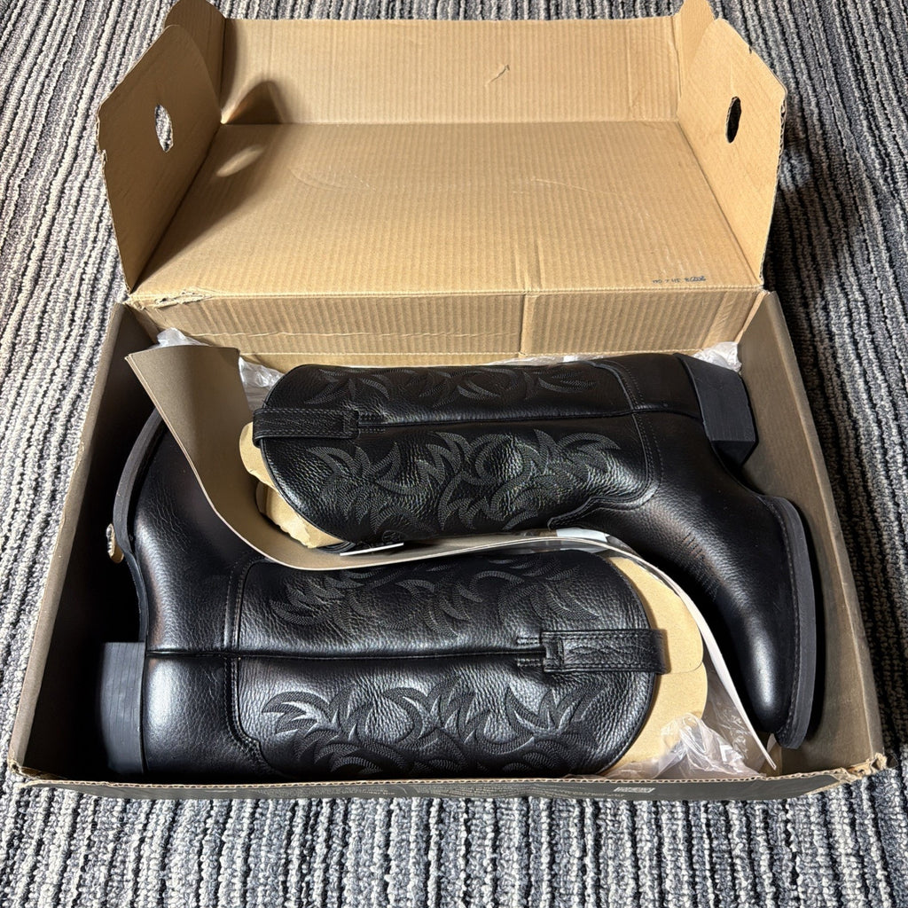 ARIAT Heritage Western R-Toe Black Deertan Leather Boots 10002218 Mens 9D
