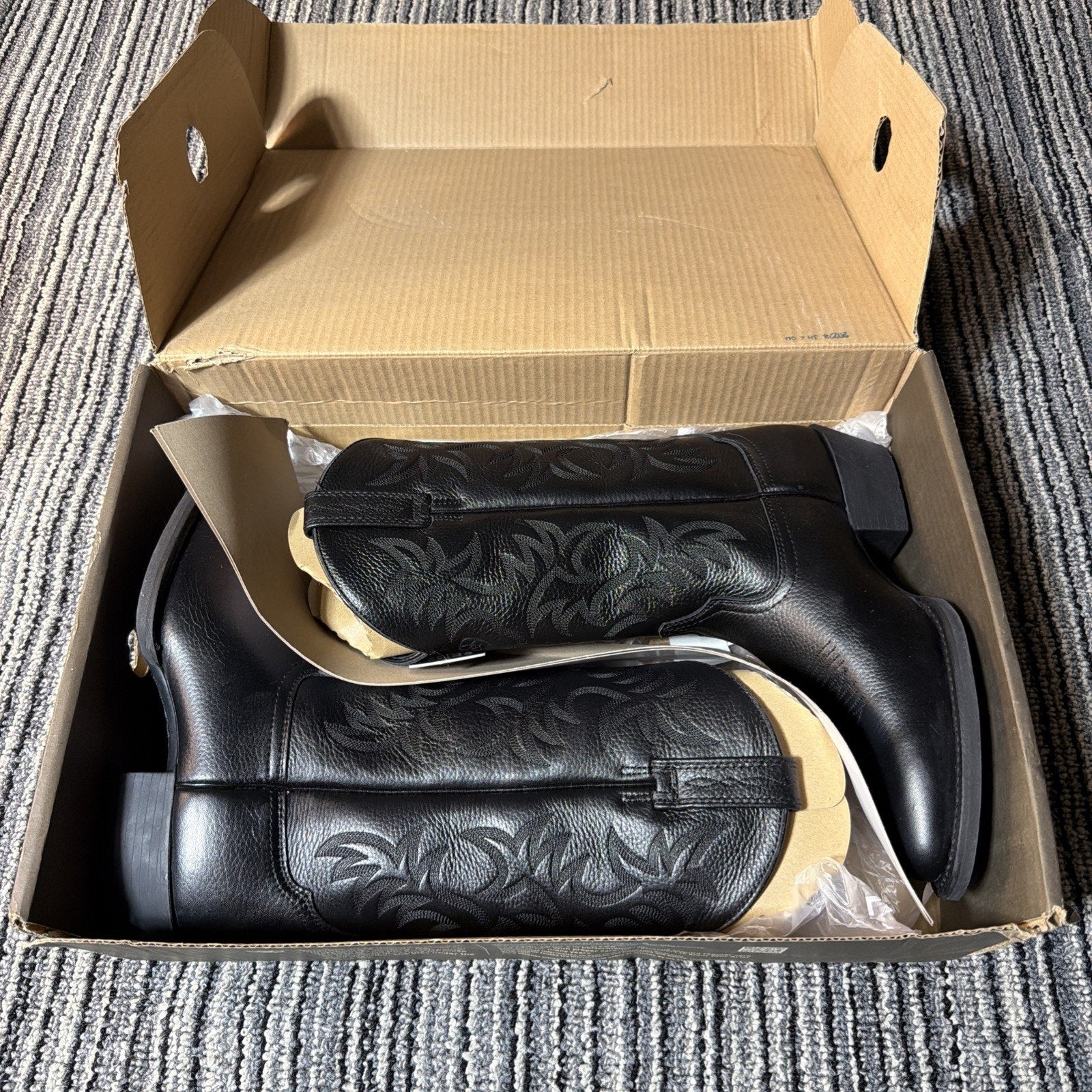 ARIAT Heritage Western R-Toe Black Deertan Leather Boots 10002218 Mens 9D