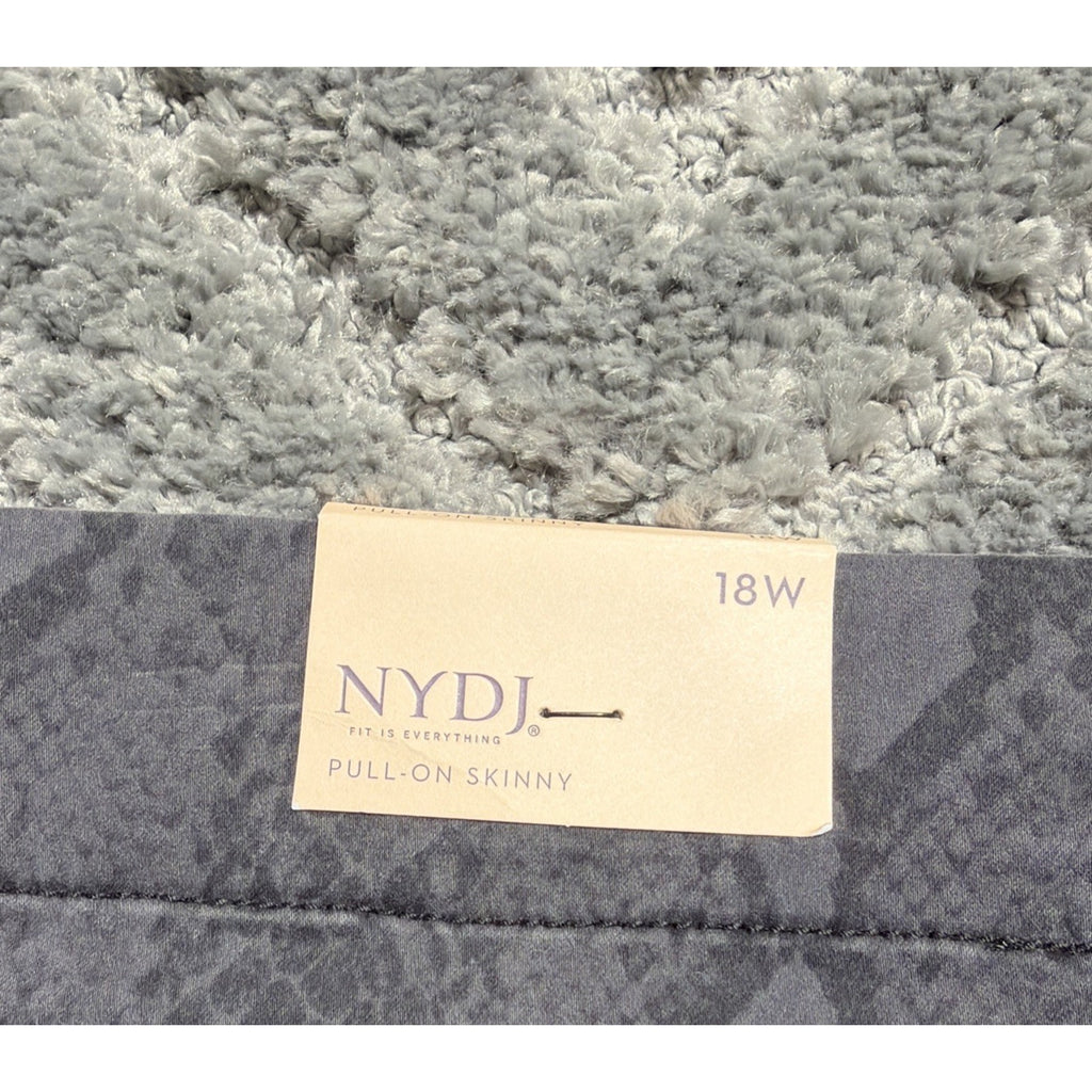 NYDJ Women's Alina Printed Pull On Skinny Ankle Jeans Side Slit Size 18W New