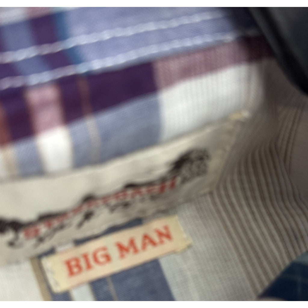 Vintage Stagecoach Western Shirt XXL Big Man Plaid Pearl Snap Short Sleeve New