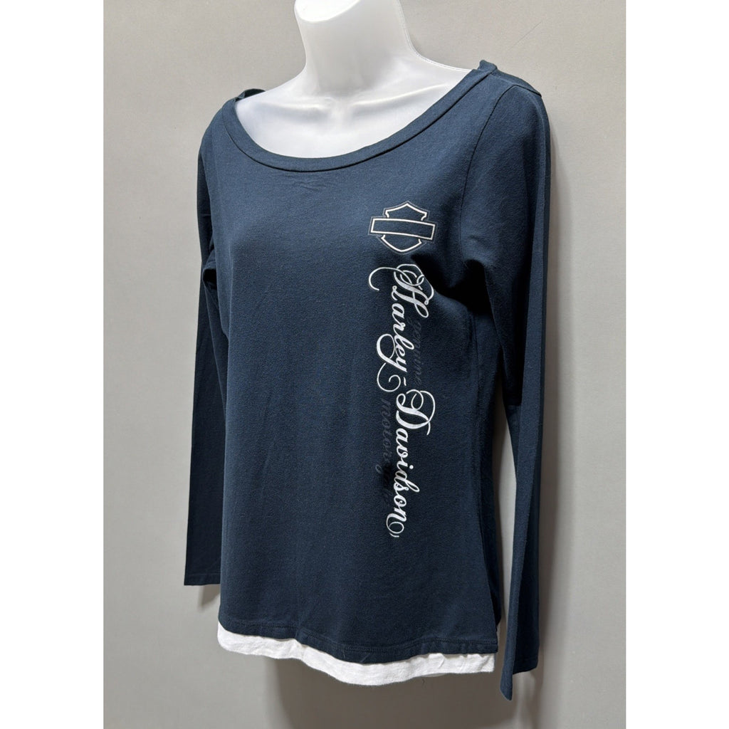 Harley Davidson Savannah Georgia Women’s L Navy Long Sleeve Shirt Made In USA