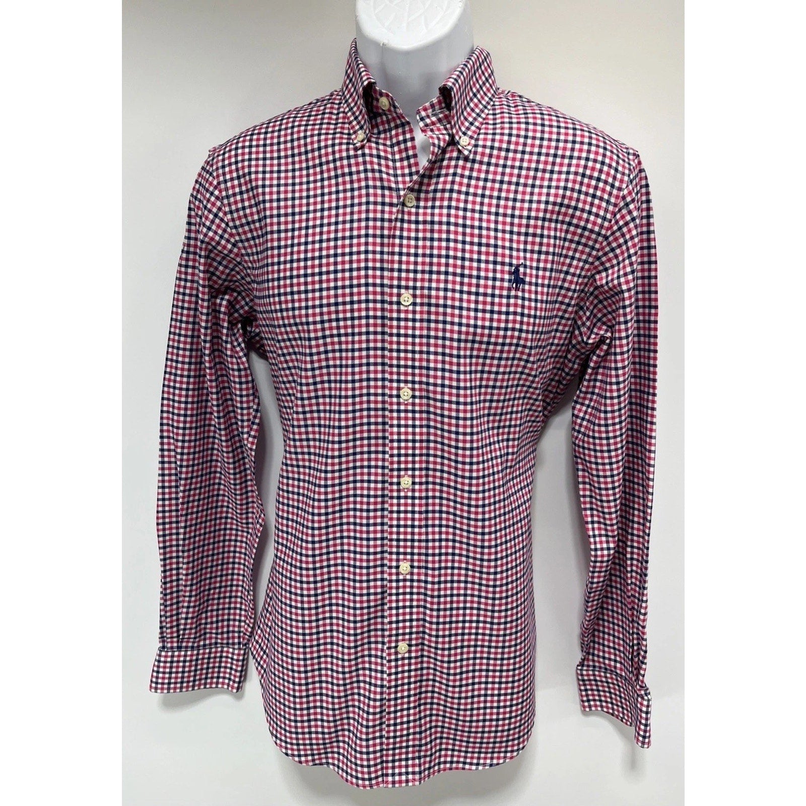 POLO Ralph Lauren Size S Non-Iron Pink Plaid Long Sleeve Shirt Mens