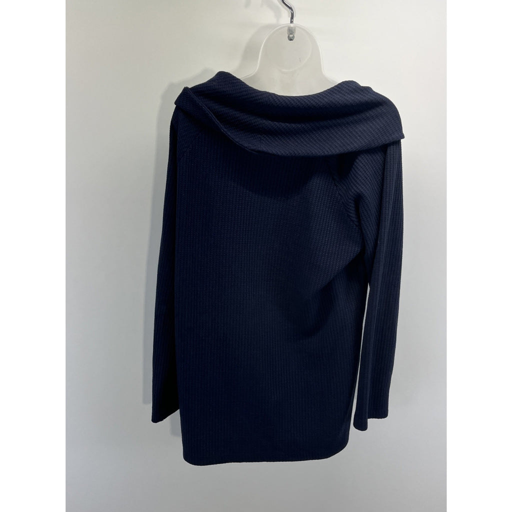 Talbots 1X Women's Cotton Cowl Neck Blue Long Sleeve Pullover