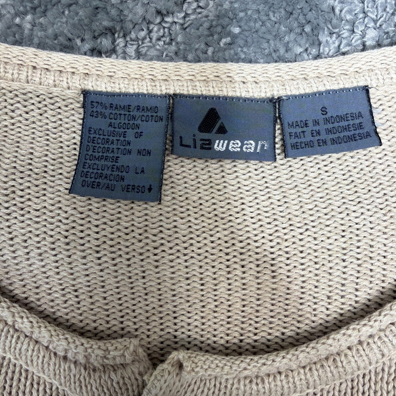 Vintage 1990s Liz Claiborne Knit Cardigan Floral Embroidery Geometric fringe S