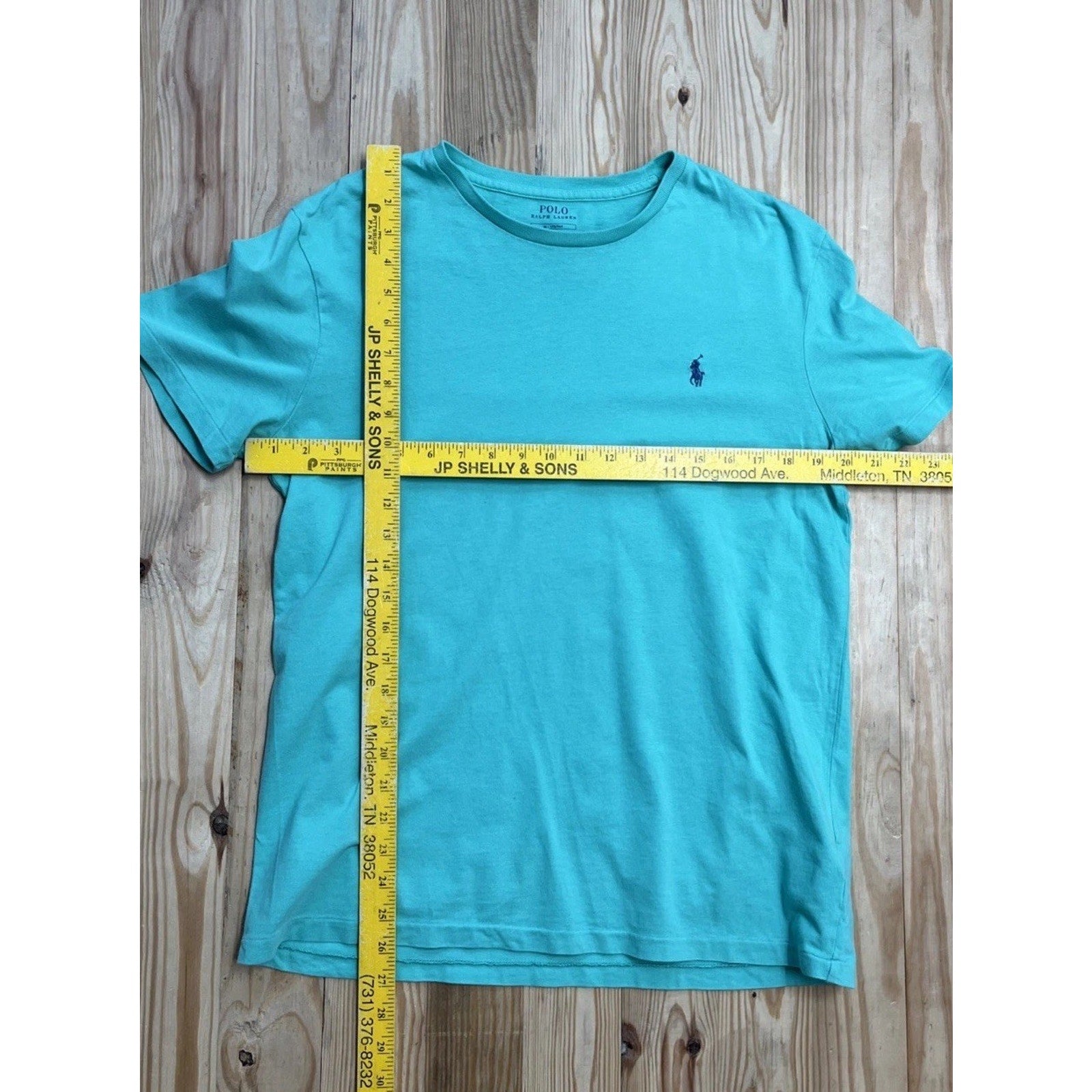 Polo Ralph Lauren Green Classic Crewneck Tee T-Shirt Blue Pony M