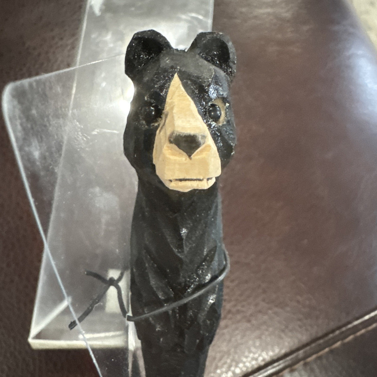 Hand Carved Black Bear Ballpoint Pen Rustic Wildlife Gift in Original Box